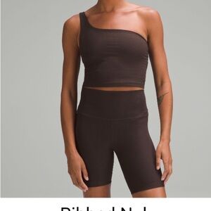 Lululemon brown 1 shoulder Nulu top